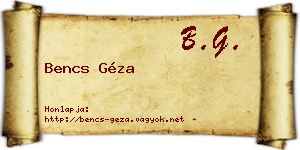 Bencs Géza névjegykártya