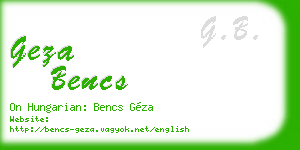 geza bencs business card